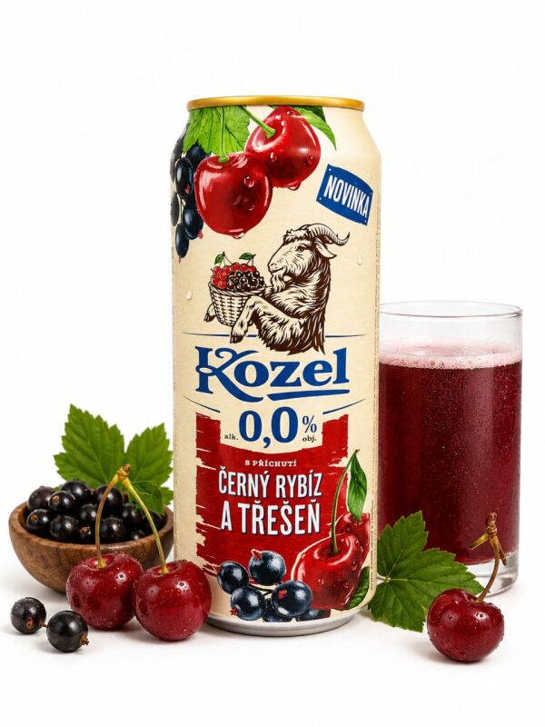 Velkopopovický Kozel Nealko Černý rybíz a Třešeň 500ml